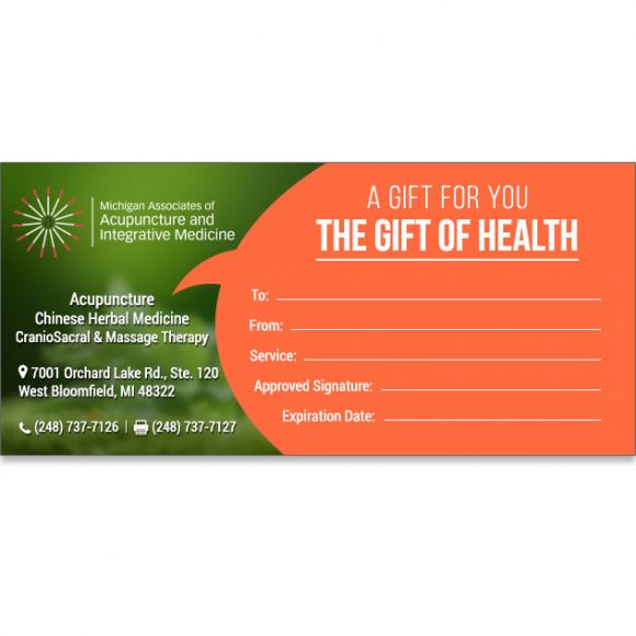 Gift Certificate Michigan Associates of Acupuncture and Integrative Medicine